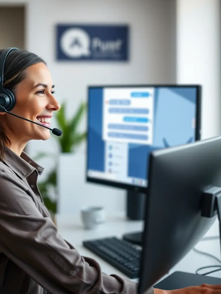 A customer service representative interacting positively with a client, demonstrating the improved customer support capabilities enabled by OPTIMIZEN's AI solutions.