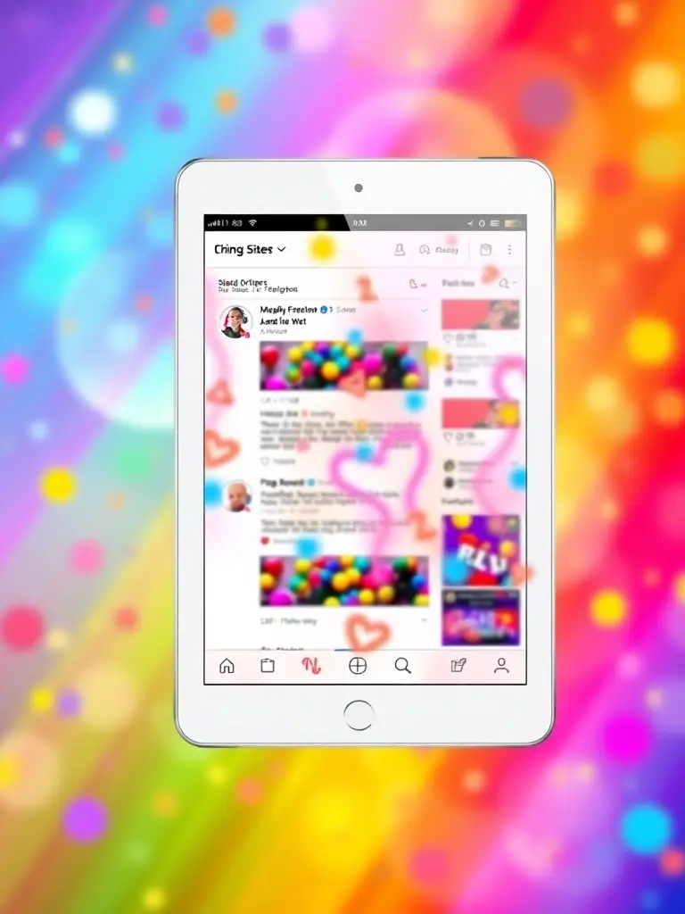 A vibrant and engaging social media feed showcasing AI-generated content, with high engagement rates and positive customer feedback, on a laptop screen.
